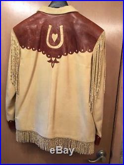 Double D Ranch Western Fringed Suede And Leather Jacket Size L. Worn 3 times