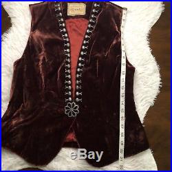 Double D Ranchwear Western Steampunk Rockabilly Studded Velvet Vest Size Medium