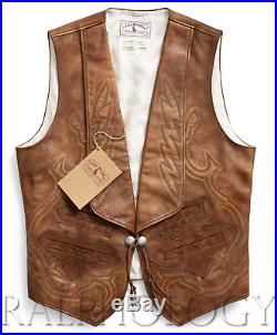 Double Ralph Lauren RRL Mens Limited Edition of 50 Western Leather Bolton Vest