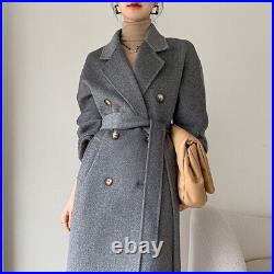 Double-sided Wool Coat Womens Mid Long New Suit Collar Wool Trench Coat Jackets