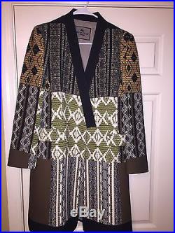 ETRO Multi-Color Tribal Western Fall 2015 Collection Long Coat Jacket L 46