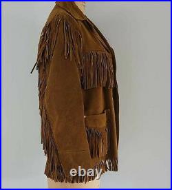 EUC Vintage Schott Brown Suede Boho Fringe Jacket Coat 14