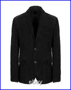 Elegant Black Leather Blazer Men Pure Suede Coat Handmade Formal Fashion Work