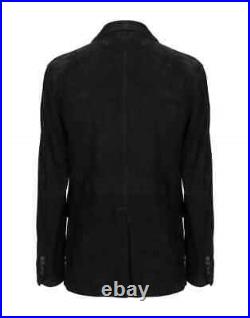 Elegant Black Leather Blazer Men Pure Suede Coat Handmade Formal Fashion Work