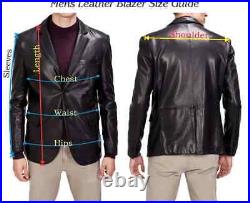 Elegant Black Leather Blazer Men Pure Suede Coat Handmade Formal Fashion Work