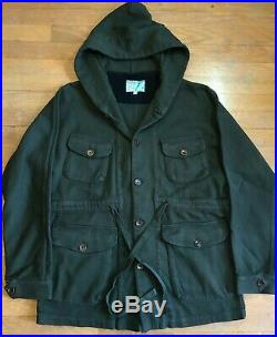 Epaulet Parka Coat Sashiko Army Pique Japanese Cotton Olive Jacket Made In LA 44