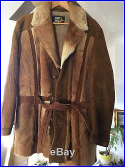 Ex VINTAGE ROBERT LEWIS Kangaroo Fur Hair Suede Warm Western Jacket Coat L pony