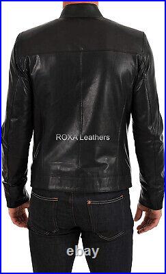Fashionable Men Black Genuine Sheepskin Natural Leather Jacket Western Coat