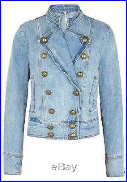 Free People Ferry Denim Jacket Military Double Breasted Western OB822058