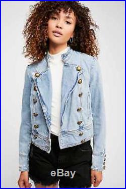 Free People Ferry Denim Jacket Military Double Breasted Western OB822058