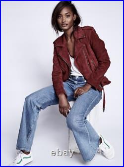 Free People Jacket Moto Suede by Understated Wine Ornate Western Buckle S NWT Free People Jacket Moto Suede by Understated Wine Ornate Western Buckle S NWT