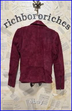 Free People Jacket Moto Suede by Understated Wine Ornate Western Buckle S NWT Free People Jacket Moto Suede by Understated Wine Ornate Western Buckle S NWT