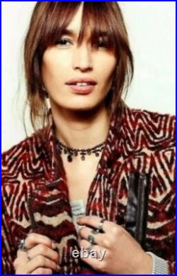 Free People Red Combo Tribal Aztec Boho Western Wool Blend Coat Size L