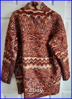 Free People Red Combo Tribal Aztec Boho Western Wool Blend Coat Size L
