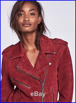 Free People X Understated Wine Leather Suede Western Moto Jacket Small NWOT $498