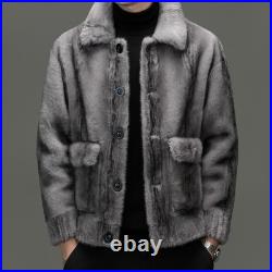 Fur Mens Gold Mink Fur Jacket Winter New Lapel Short Mink Fur Coat Warm Outwear