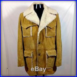 GATEWAY Vtg Lined Barn Coat WESTERN Heavy Suede Leather JACKET 42L 42 L LT L