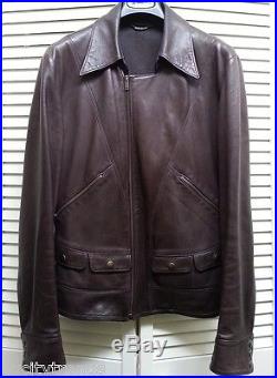 GUCCI leather jacket brown asymmetrical western charlie prince cowboy slim fit L