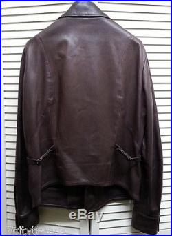 GUCCI leather jacket brown asymmetrical western motorcycle military nr slim L 42