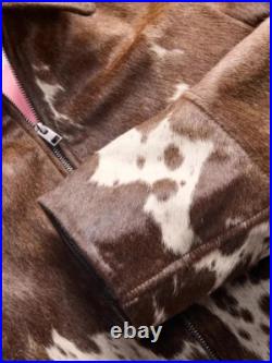 Genuine Cowhide Leather Jacket for Women Natural Hair-On Cow Skin Fashion Coat Genuine Cowhide Leather Jacket for Women Natural Hair-On Cow Skin Fashion Coat