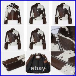 Genuine Cowhide Leather Jacket for Women Natural Hair-On Cow Skin Fashion Coat Genuine Cowhide Leather Jacket for Women Natural Hair-On Cow Skin Fashion Coat