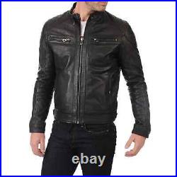 Genuine Lambskin Leather Real Leather Jacket M65 Field Black Leather Jacket Coat