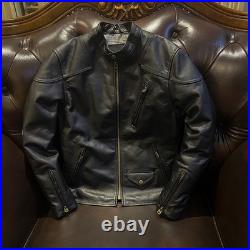 Genuine Leather Jacket Men's Cowhide Standing Collar Motorcycle Amikaji Jackets
