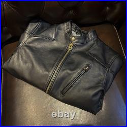 Genuine Leather Jacket Men's Cowhide Standing Collar Motorcycle Amikaji Jackets