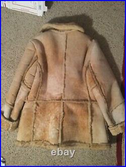 Gino Leathers Vintage Shearling Sheepskin Fur Mens Marlboro Man Coat Jacket, XL