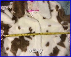 H&M FAUX TEDDY FUR COW PRINT COAT Cream Sold OUT OVERSIZED Small S UK 10 12