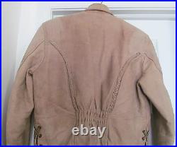 HOT LEATHERS Leather Jacket Coat Braided Laced Womens Thinsulate Liner Tan M Vtg