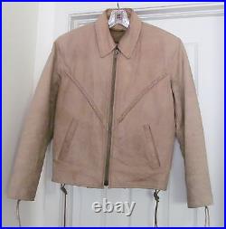 HOT LEATHERS Leather Jacket Coat Braided Laced Womens Thinsulate Liner Tan M Vtg