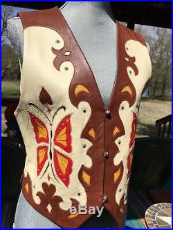 Hairston Roberson Western Ropa Rocketbuster Leather Butterfly Vest S to M