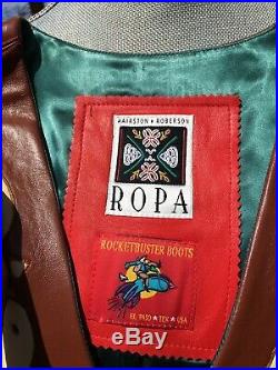 Hairston Roberson Western Ropa Rocketbuster Leather Butterfly Vest S to M