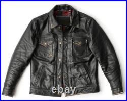 Handmade Men Cargo Pocket Leather Jacket. Men Leather Coat, Western Men Jacket