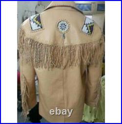 Handmade Mens Cowboy Leather Jacket Western Coat Fringes, Cowboy Jacket Mens Handmade Mens Cowboy Leather Jacket Western Coat Fringes, Cowboy Jacket Mens