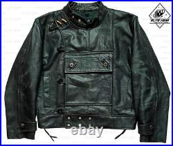 Handmade Military Rider Leather Jacket Rare Avant Gaurd 50s Swedish Futuristic