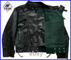 Handmade Military Rider Leather Jacket Rare Avant Gaurd 50s Swedish Futuristic