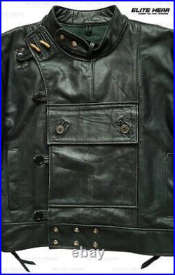 Handmade Military Rider Leather Jacket Rare Avant Gaurd 50s Swedish Futuristic