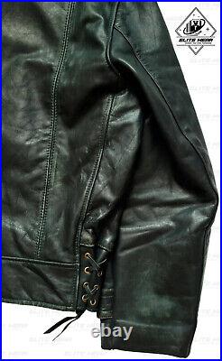 Handmade Military Rider Leather Jacket Rare Avant Gaurd 50s Swedish Futuristic