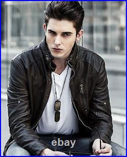 Handsome Men Cool Look Authentic Sheepskin Real Leather Jacket Fashionable Coat