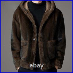 Hood Fur Mink Jacket Men Thicken Large Size Mink Fur One-piece Reversible Coat