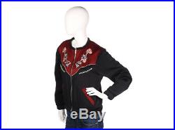 ISABEL MARANT Black & Burgundy Embroidered Western Style Bomber Jacket Size 38 4