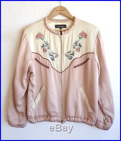 ISABEL MARANT- Blouson satin western LINDSEY 36 embroidered zipper jacket