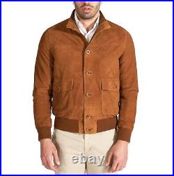 Jacket Leather Suede Men Western Fashion Custom Made Coat Biker Real Tan 6