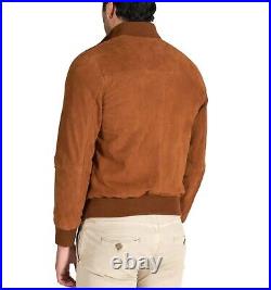 Jacket Leather Suede Men Western Fashion Custom Made Coat Biker Real Tan 6