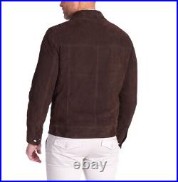 Jacket Suede Leather Men Mens Western Coat Soft Bomber Lambskin American Brown 7