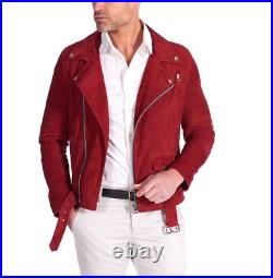 Jacket Suede Leather Men Mens Western Coat Soft Bomber Lambskin American Red 5 Jacket Suede Leather Men Mens Western Coat Soft Bomber Lambskin American Red 5
