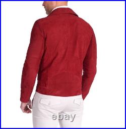 Jacket Suede Leather Men Mens Western Coat Soft Bomber Lambskin American Red 5 Jacket Suede Leather Men Mens Western Coat Soft Bomber Lambskin American Red 5