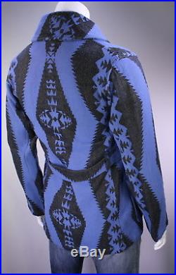 KAPITAL Japan Blue Western Shawl Collar Belted Cotton 3-Btn DB Coat 3/Medium